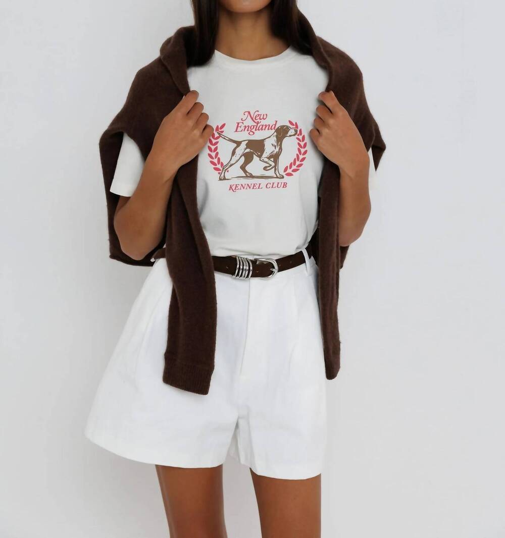 NEW SUNNY SOMEWHERE new england kennel club tee in white